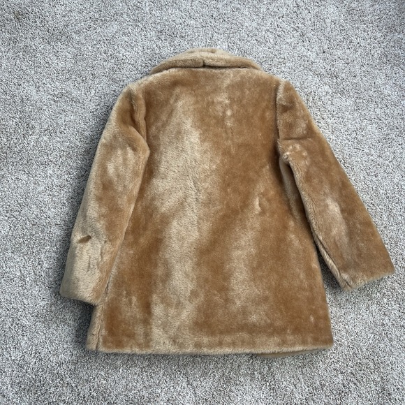 VTG 60's 70's Sears Fashion Place Faux Fur Coat Mid Century Sz M Camel Brown - Picture 4 of 8